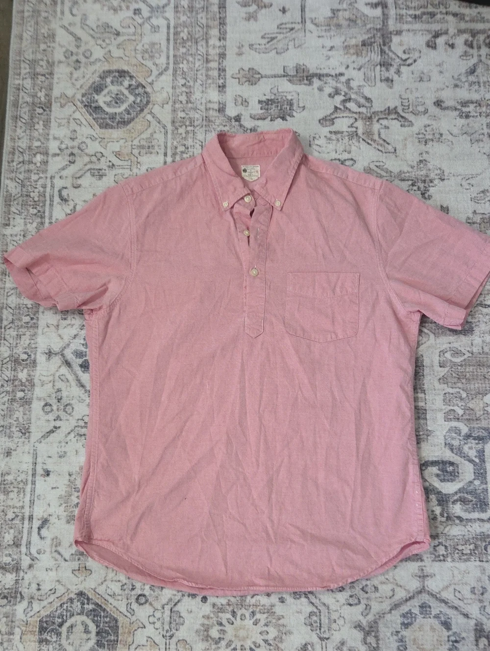 J Crew Men's Pink Oxford Short Sleeve